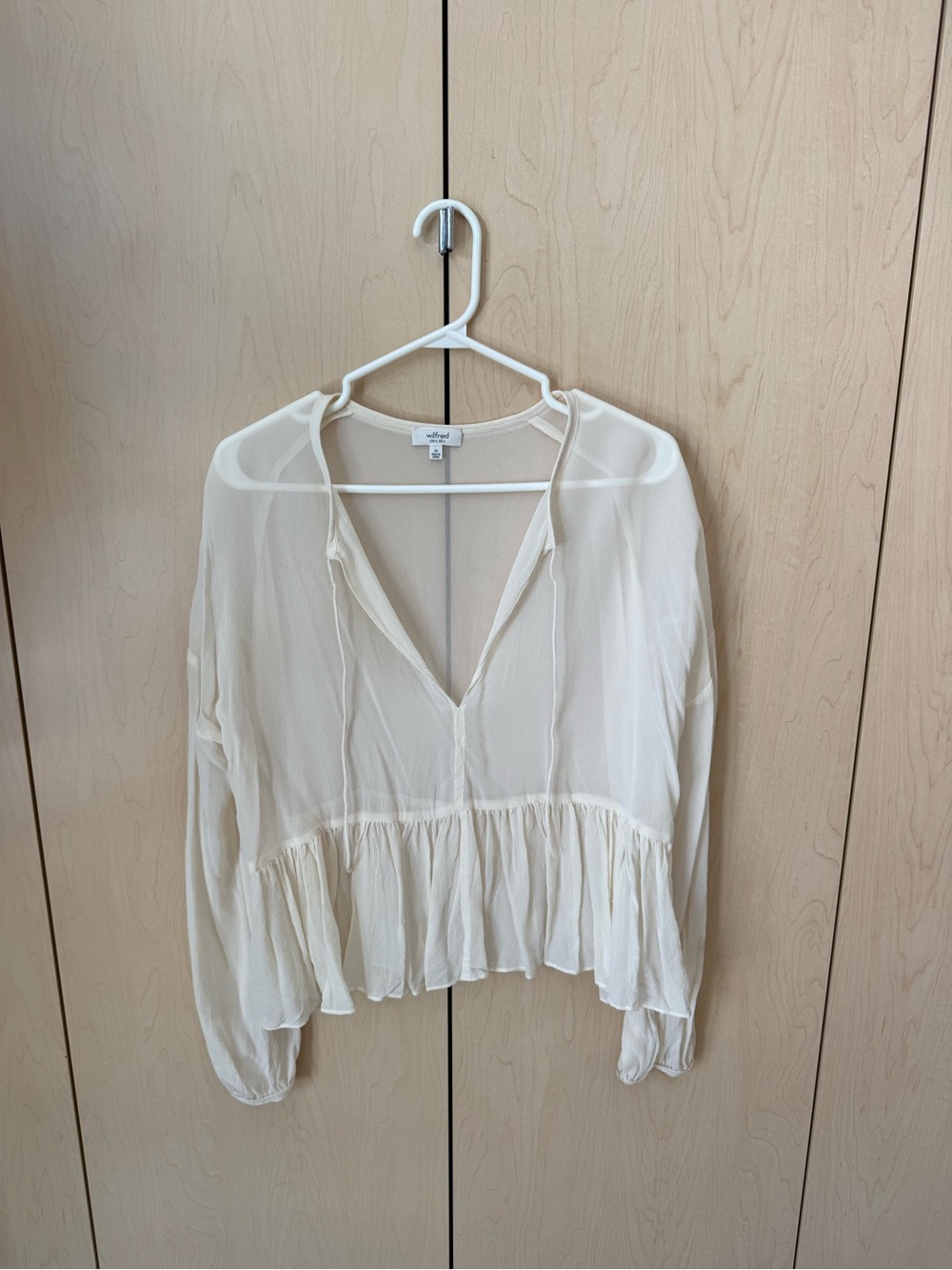 Lightweight Cream Peplum Blouse 100% silk